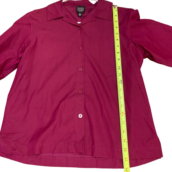 - Eileen Fisher Magenta Purple Plum Button Down Collar Shirt Small Petite - Picture 6 of 7